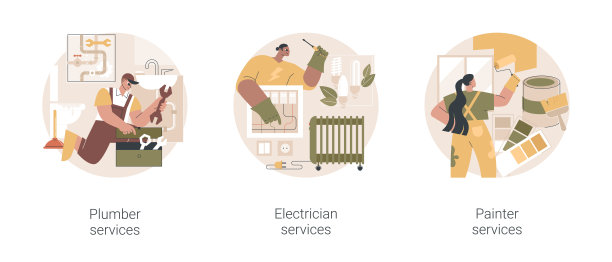 承包商服务抽象概念矢量图。图片下载