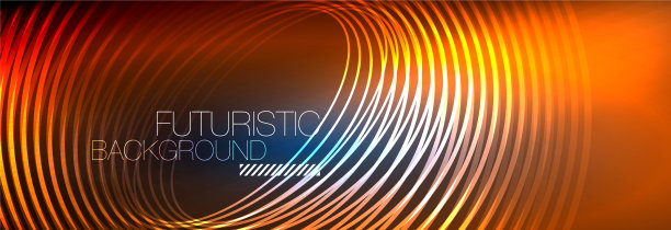 暗抽象背景与发光的霓虹灯圈图片下载