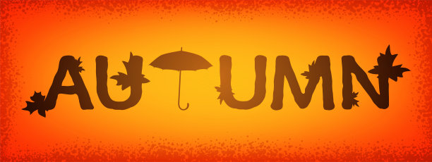 橙色上的秋天。季节性植物病媒背景。图片下载