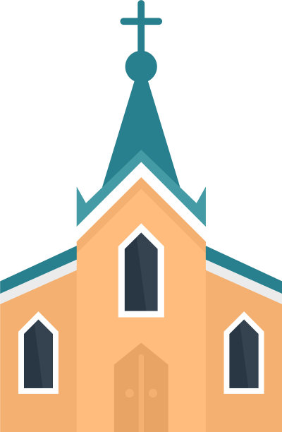 城市教堂图标扁平孤立图片下载