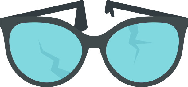 破碎的眼镜图标平孤立图片下载