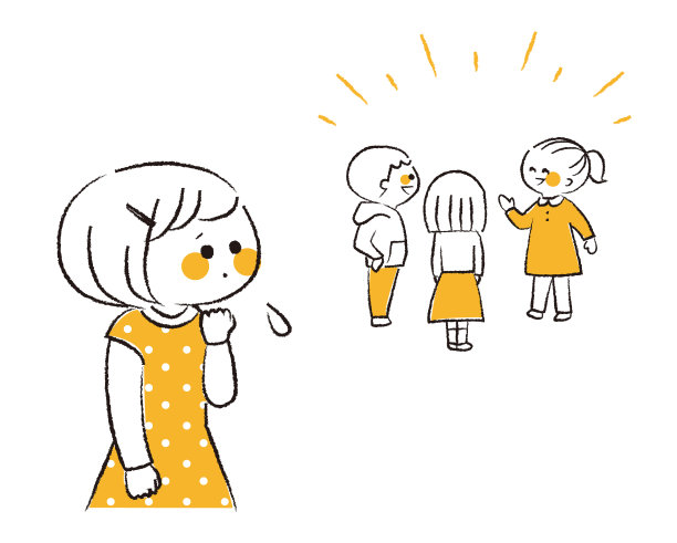 一个害羞的女孩把目光从正在聊天的同学身上移开图片下载