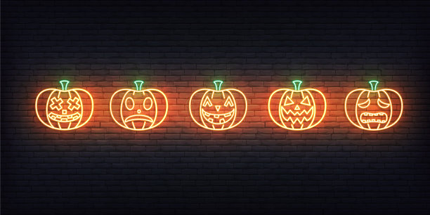 万圣节南瓜灯霓虹灯套亮杰克o图片下载