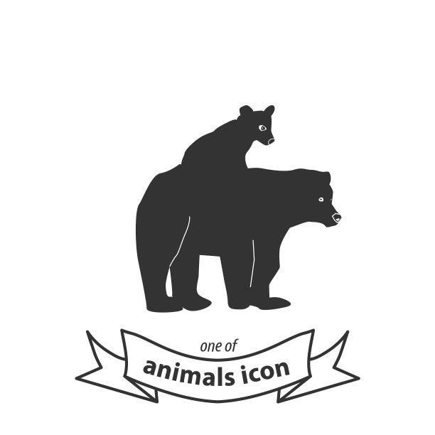 熊标志妈妈和宝宝的标志隔离图片下载