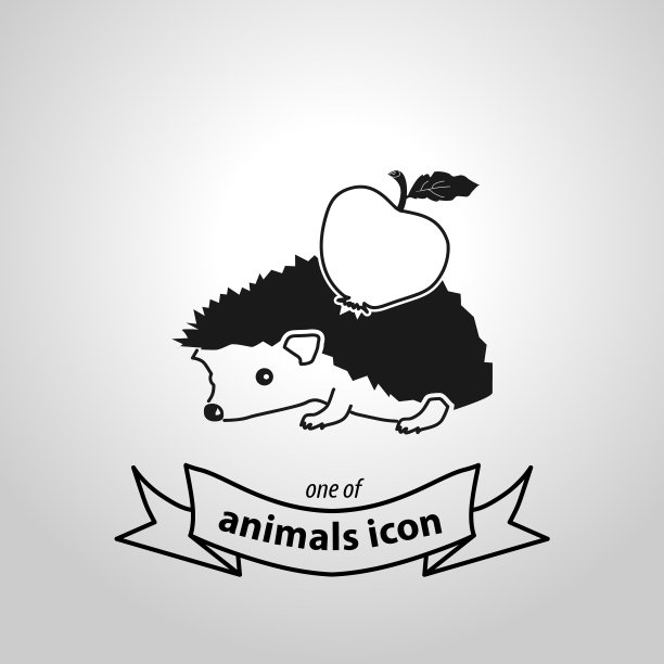 刺猬用苹果标志刺猬孤立单纯图片下载