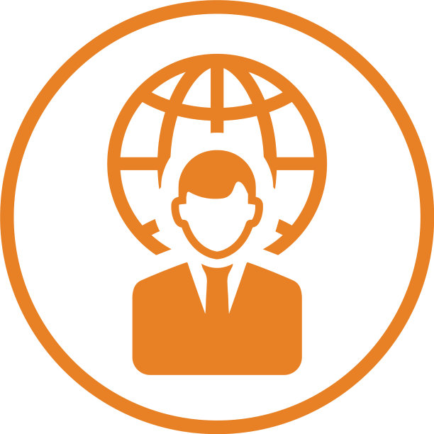 全球世界经理图标橙色颜色eps图片下载