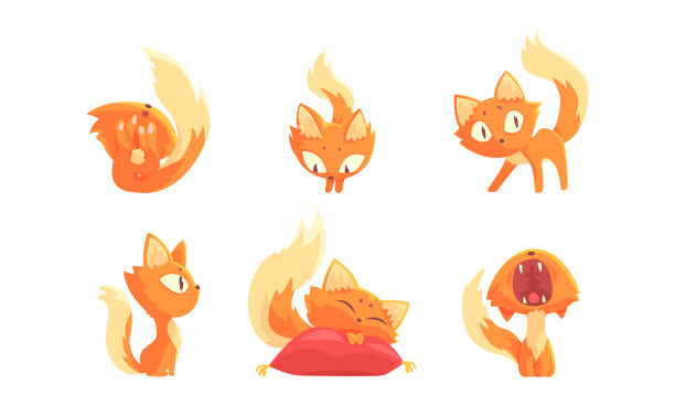 可爱的姜黄色小猫睡在枕头上打呵欠图片下载