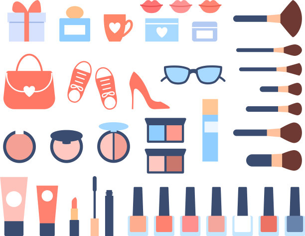 扁平女人配件图标设置在白色背景图片下载