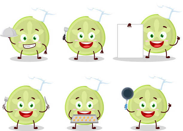 卡通切片bilimbi与各种厨师表情符号图片下载