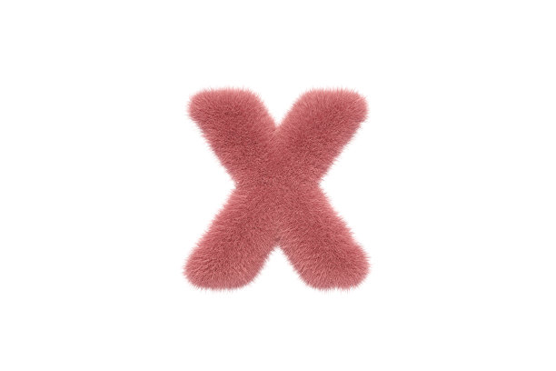 字母X与粉红色毛茸茸的毛皮小写图片下载