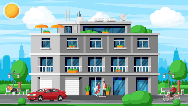 现代公寓建筑景观图片下载