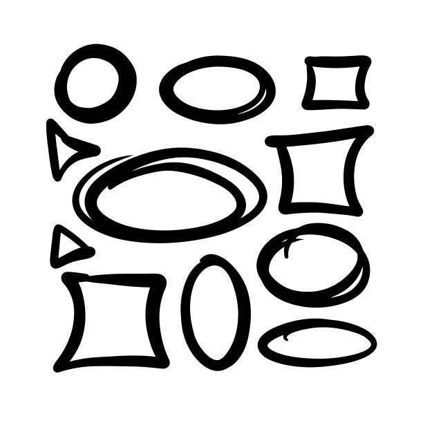 手绘人物设置圆，正方形，椭圆形图片下载