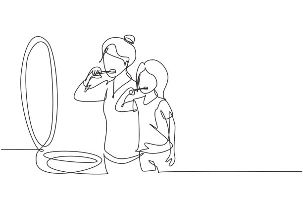 单线画微笑的母亲和图片下载