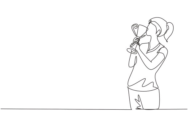 连续画一条线的女运动员图片下载