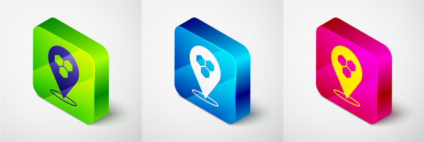 等距蜂窝蜜蜂定位地图针指针图片下载