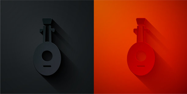 剪纸乐器琵琶图标隔离上图片下载