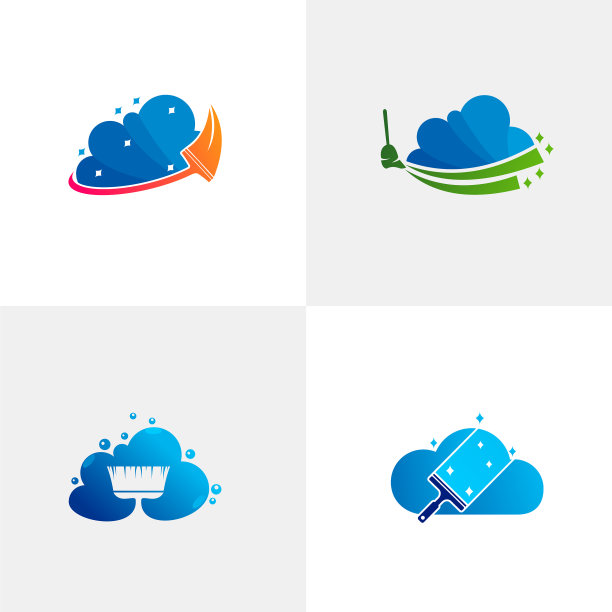 设置云清洁标志模板创意清洁图片下载