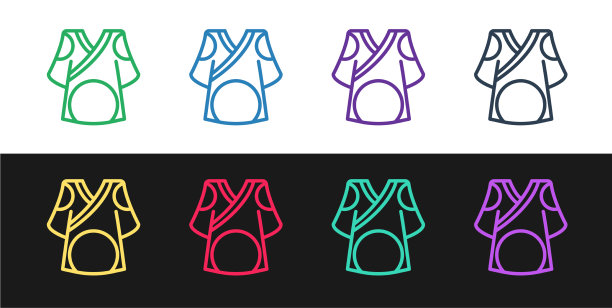 设线和服图标隔离在黑白上图片下载