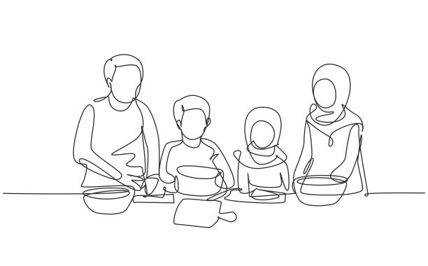 单线画美丽年轻的阿拉伯图片下载