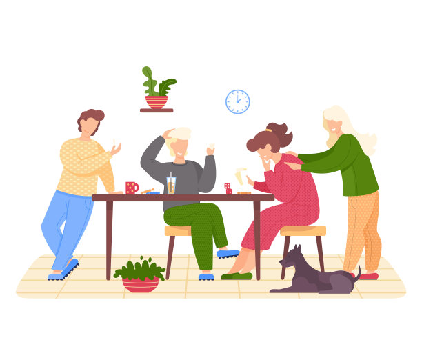 幸福的一家人围坐在桌旁，玩着棋盘游戏图片下载