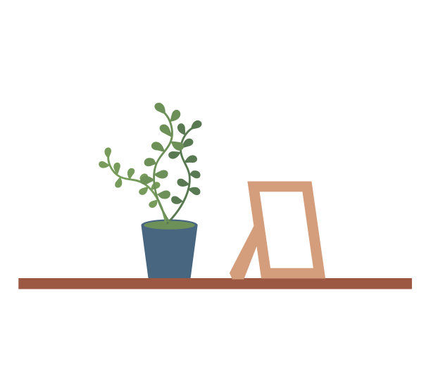 有照片和盆栽的书架图片下载