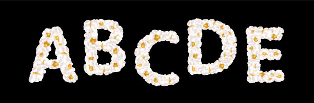 爆米花字母表第1部分设置图片下载