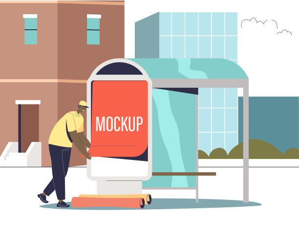 男性广告公司的工作人员投放促销广告图片下载