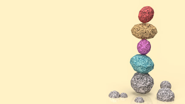 石头平衡图像水疗或禅的概念3d渲染图片下载