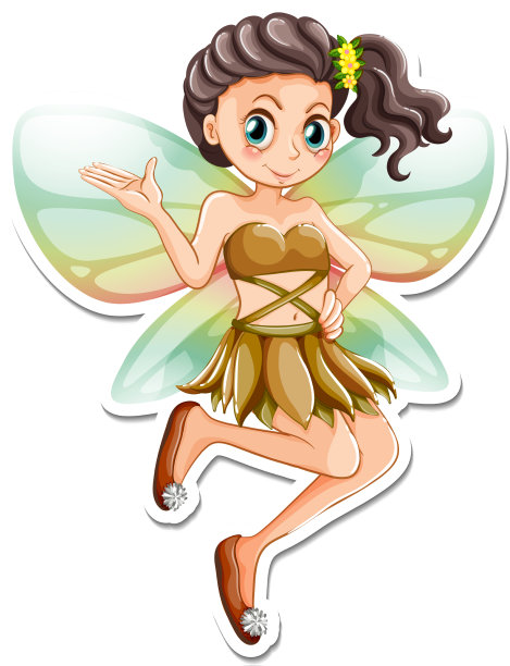 美丽的仙女卡通人物贴纸图片下载