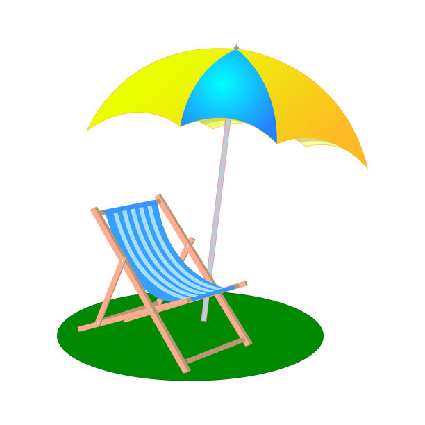 沙滩伞和躺椅长图片下载