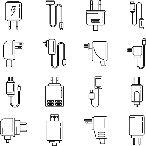 设备充电器图标设置轮廓移动图片下载