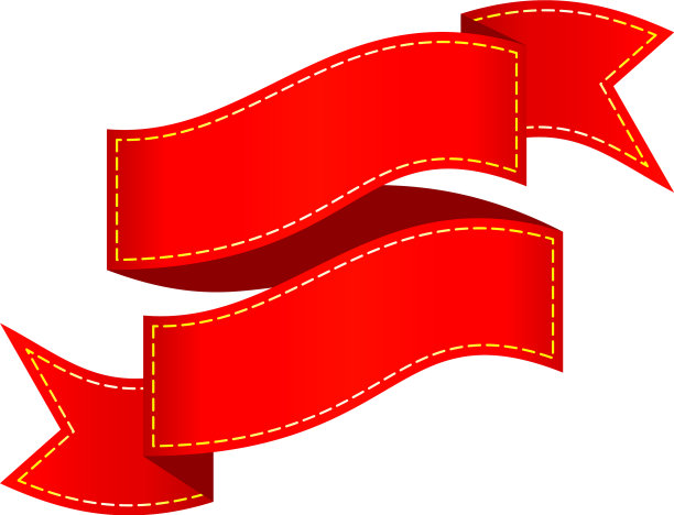 扁平孤立的红丝带标签和标签图片下载