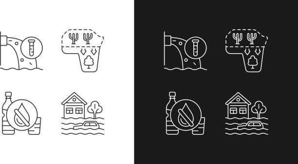 水压力线性图标设置为黑暗和光明图片下载