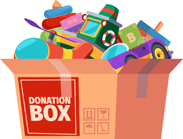 捐赠箱里装着儿童玩具的容器图片下载