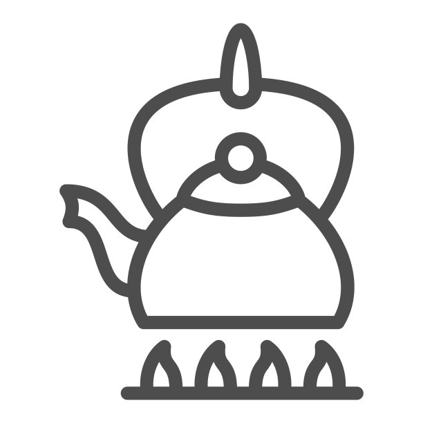 水壶上的火线图标厨房用具的概念图片下载