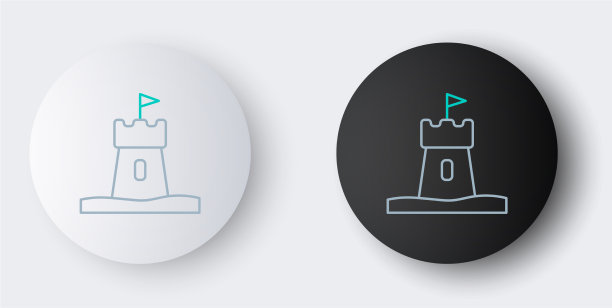 线沙塔图标孤立的灰色背景图片下载