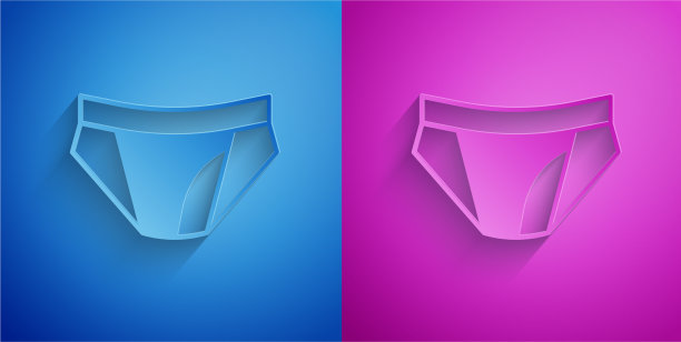 剪纸男人内裤上的图标孤立在蓝色和图片下载