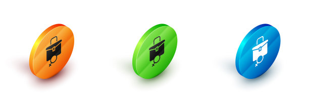 等距工作为女性图标孤立的白色图片下载