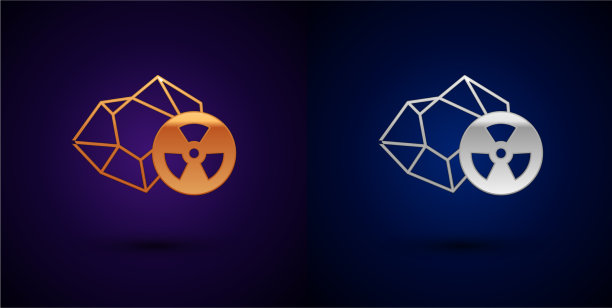 金和银的放射性图标在黑色上分离图片下载
