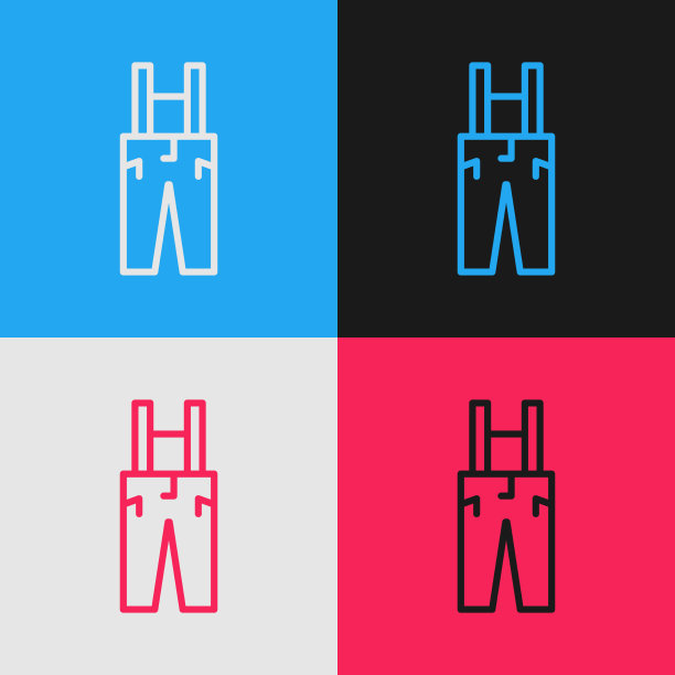 流行艺术线裤子与吊带图标孤立图片下载