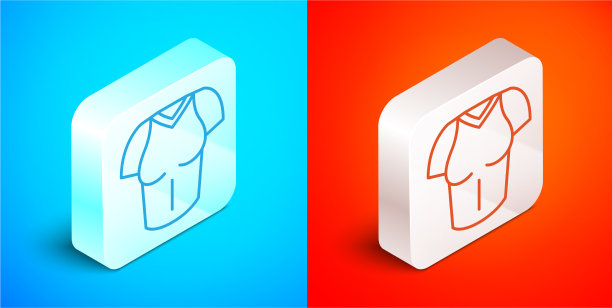 等距线t恤图标孤立在蓝色和图片下载