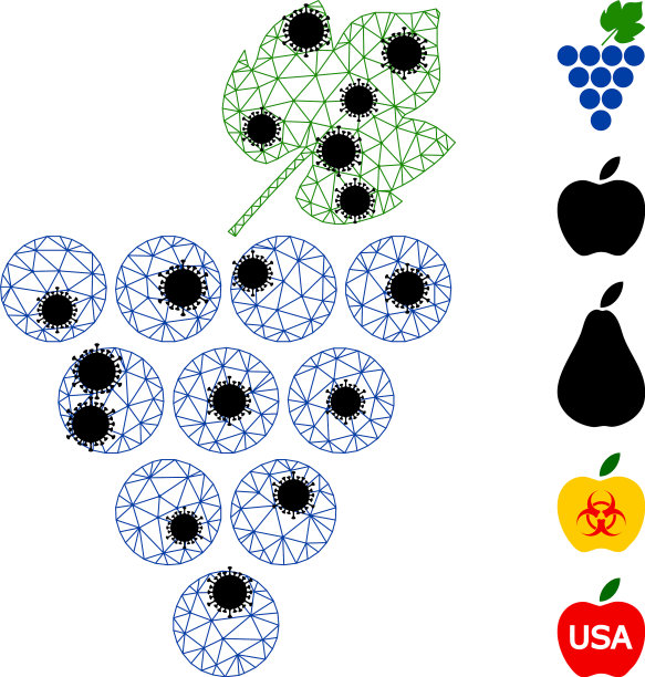 葡萄串三角网格图标与covid图片下载