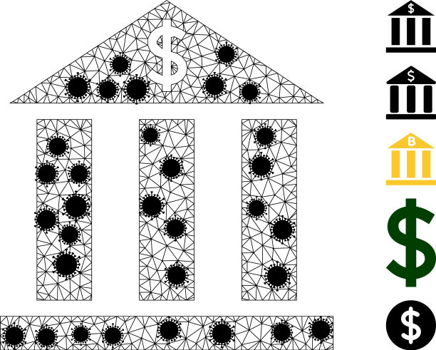 美元银行线框网状象形图图片下载