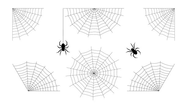 蜘蛛网和蜘蛛设置了万圣节的设计图片下载