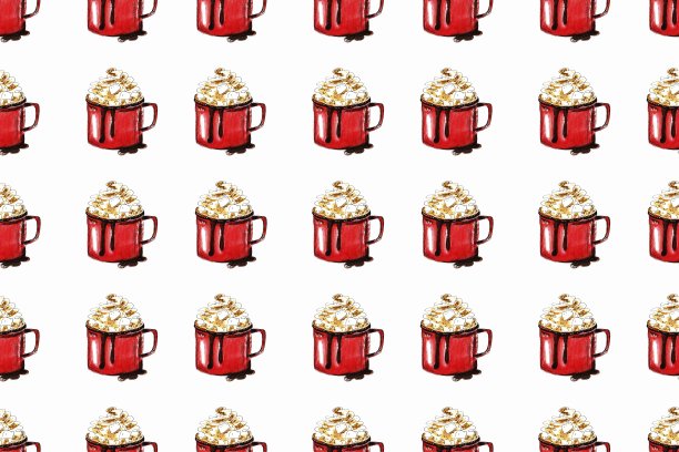 圣诞节无缝图案，选择包装纸和织物设计。水彩手绘插图图片下载