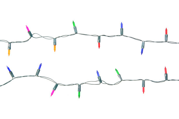 圣诞灯串孤立的白色背景与剪辑路径图片下载