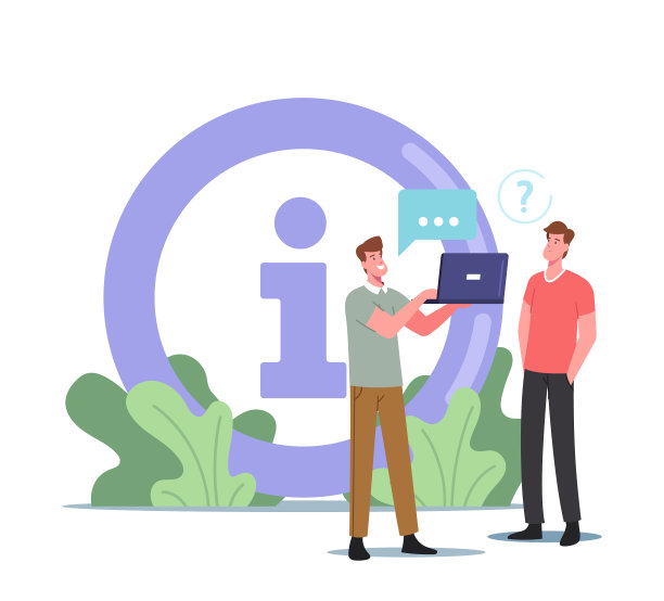 男性角色在旁边的笔记本电脑上阅读信息图片下载