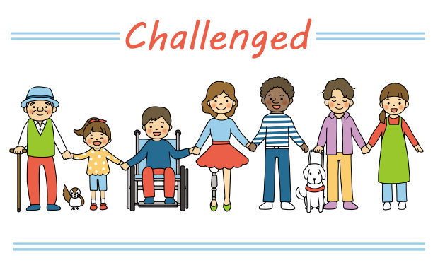 假肢、轮椅、视障人士、听障人士插画图片下载