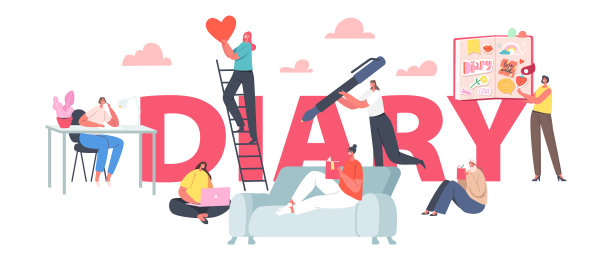 日记概念中微小的女性角色巨大图片下载