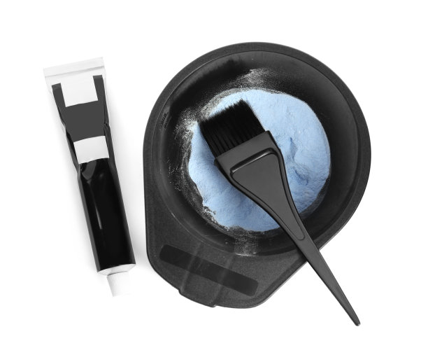 专业工具的头发染色的白色背景，俯视图图片下载